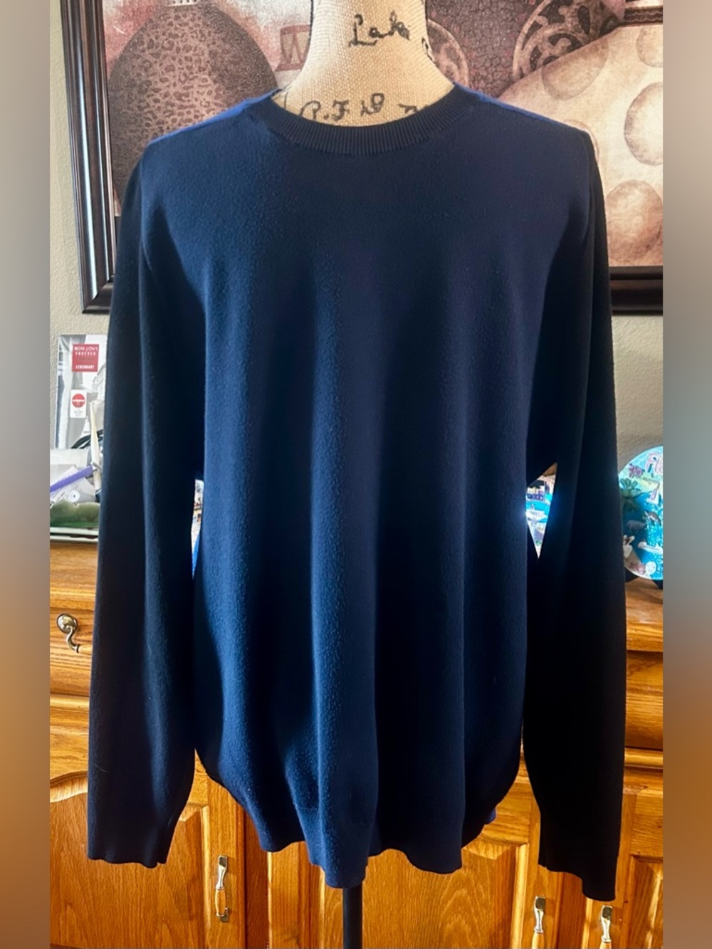 Lacoste Mens Vintage Sweatshirt XXL Blue/Black Crewneck Pullover Made In France